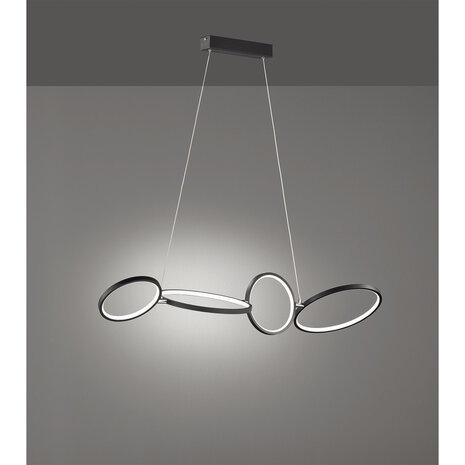 HLW LED LED Hanglamp 37W - Dimbare Mat Zwarte LED Hanglamp met Warm Wit Licht