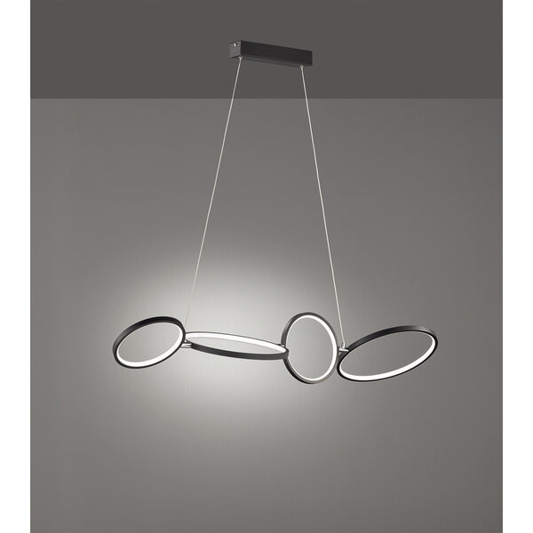 HLW LED LED Hanglamp 37W - Dimbare Mat Zwarte LED Hanglamp met Warm Wit Licht