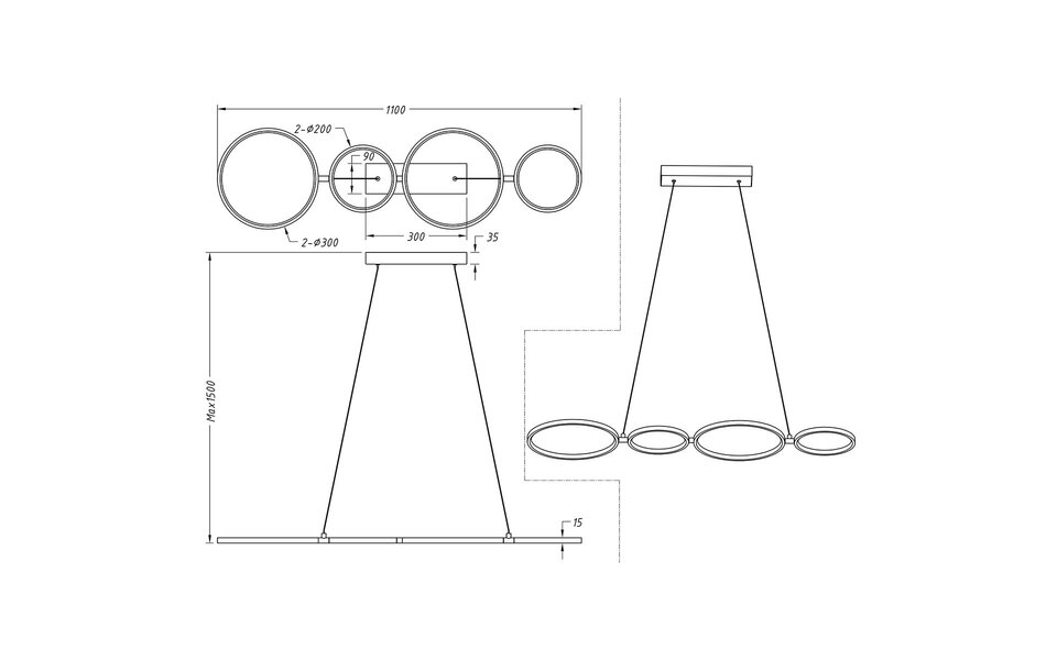 HLW LED LED Hanglamp 37W - Dimbare Mat Zwarte LED Hanglamp met Warm Wit Licht HLW LED LED Hanglamp 37W - Dimbare Mat Zwarte LED Hanglamp met Warm Wit Licht