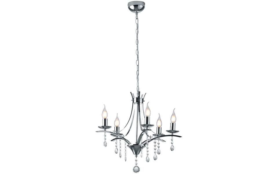 HLW LED LED Kroonluchter Trion Lacarno - 5-lichts Rond Mat Chroom Aluminium