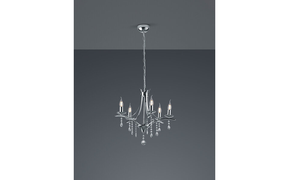 HLW LED LED Kroonluchter Trion Lacarno - 5-lichts Rond Mat Chroom Aluminium