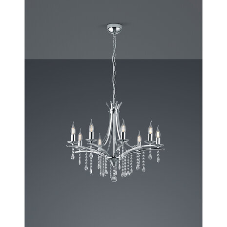 HLW LED LED Kroonluchter Trion Lacarno - 8x E14 Fitting - Rond Mat Chroom
