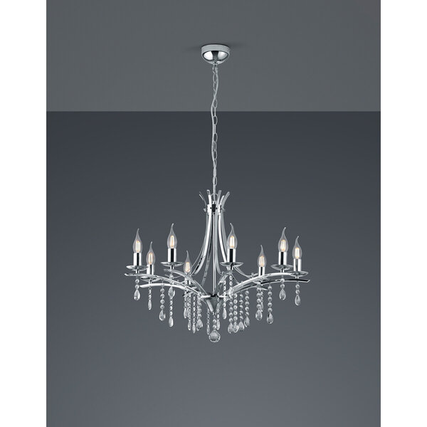 HLW LED LED Kroonluchter Trion Lacarno - 8x E14 Fitting - Rond Mat Chroom