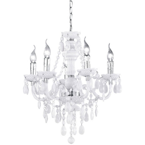 HLW LED LED Kroonluchter - Witte LED Hanglamp met 5 lichtpunten en E14 fitting, Mat Wit HLW LED LED Kroonluchter - Witte LED Hanglamp met 5 lichtpunten en E14 fitting, Mat Wit