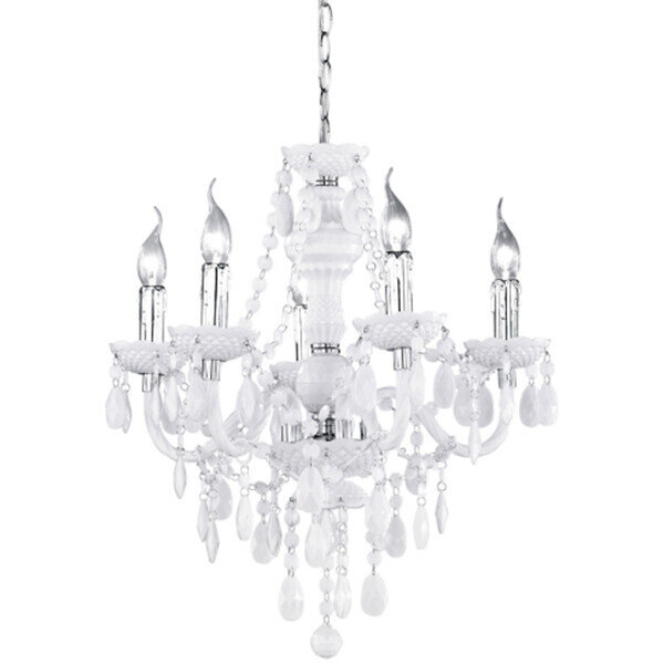 HLW LED LED Kroonluchter - Witte LED Hanglamp met 5 lichtpunten en E14 fitting, Mat Wit HLW LED LED Kroonluchter - Witte LED Hanglamp met 5 lichtpunten en E14 fitting, Mat Wit