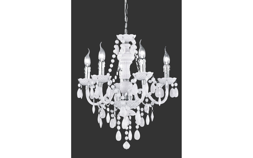 HLW LED LED Kroonluchter - Witte LED Hanglamp met 5 lichtpunten en E14 fitting, Mat Wit