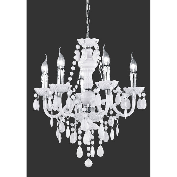 HLW LED LED Kroonluchter - Witte LED Hanglamp met 5 lichtpunten en E14 fitting, Mat Wit HLW LED LED Kroonluchter - Witte LED Hanglamp met 5 lichtpunten en E14 fitting, Mat Wit