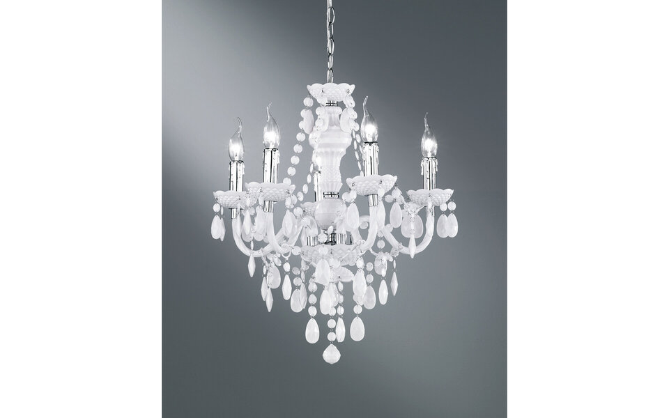 HLW LED LED Kroonluchter - Witte LED Hanglamp met 5 lichtpunten en E14 fitting, Mat Wit