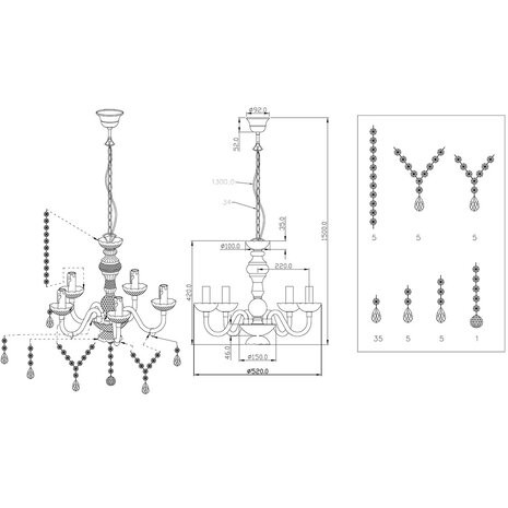 HLW LED LED Kroonluchter - Witte LED Hanglamp met 5 lichtpunten en E14 fitting, Mat Wit HLW LED LED Kroonluchter - Witte LED Hanglamp met 5 lichtpunten en E14 fitting, Mat Wit