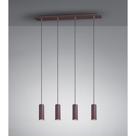 HLW LED LED Hanglamp Trion Mary - Rechthoekige 4-lichts LED lamp in roestkleur HLW LED LED Hanglamp Trion Mary - Rechthoekige 4-lichts LED lamp in roestkleur