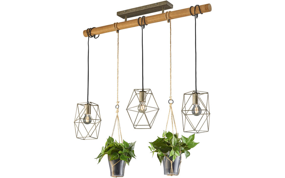 HLW LED LED Hanglamp Trion Plantan - 3-lichts E27 Fitting in Antiek Nikkel HLW LED LED Hanglamp Trion Plantan - 3-lichts E27 Fitting in Antiek Nikkel