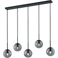 Moderne LED Hanglamp Trion Balina - 5-lichts, Mat Antraciet & Rookglas