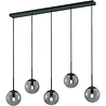 HLW LED Moderne LED Hanglamp Trion Balina - 5-lichts, Mat Antraciet & Rookglas