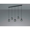 HLW LED Moderne LED Hanglamp Trion Balina - 5-lichts, Mat Antraciet & Rookglas