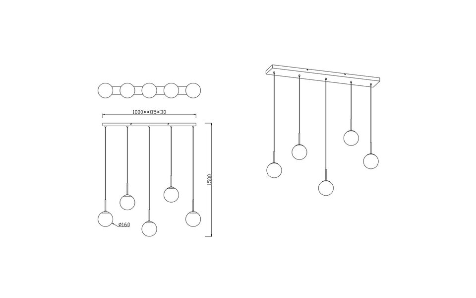 HLW LED Moderne LED Hanglamp Trion Balina - 5-lichts, Mat Antraciet & Rookglas