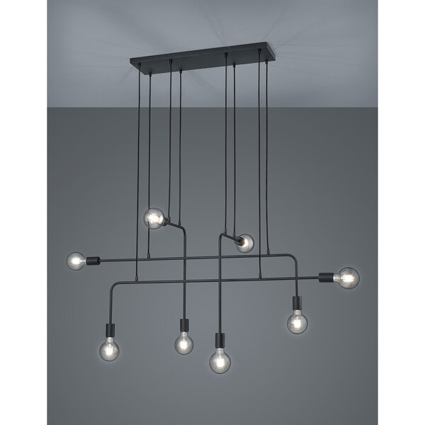 HLW LED LED Hanglamp Trion Conar - Mat Zwarte LED Hanglamp met 8x E27 Lampenfitting