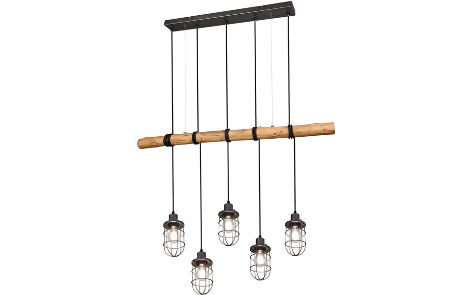 HLW LED LED Hanglamp Trion Fortes met 5 E27 fittingen en antiek nikkel afwerking