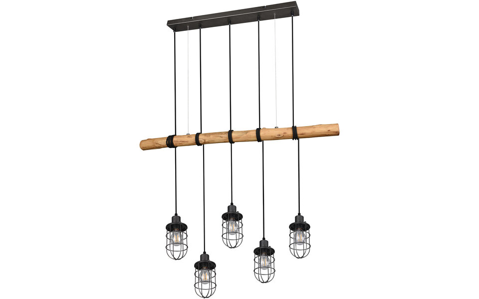 HLW LED LED Hanglamp Trion Fortes met 5 E27 fittingen en antiek nikkel afwerking