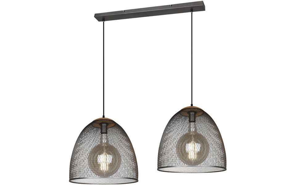 HLW LED LED Hanglamp Trion Ivan - 2-lichts Rond Antiek Nikkel met E27 Fitting HLW LED LED Hanglamp Trion Ivan - 2-lichts Rond Antiek Nikkel met E27 Fitting