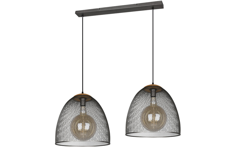 HLW LED LED Hanglamp Trion Ivan - 2-lichts Rond Antiek Nikkel met E27 Fitting HLW LED LED Hanglamp Trion Ivan - 2-lichts Rond Antiek Nikkel met E27 Fitting