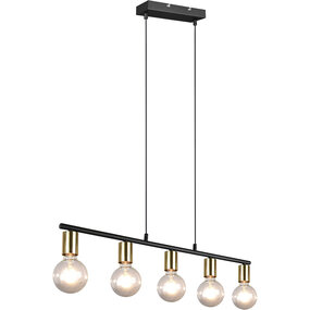 LED Hanglamp Trion Zuncka - Zwart/Goud, 5-lichts E27 LED Hanglamp Trion Zuncka - Zwart/Goud, 5-lichts E27