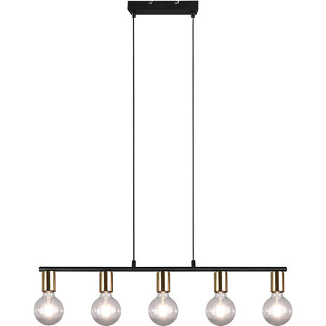 HLW LED Zwarte & Gouden LED Hanglamp Trion Zuncka - 5-lichts E27, Rechthoek HLW LED Zwarte & Gouden LED Hanglamp Trion Zuncka - 5-lichts E27, Rechthoek