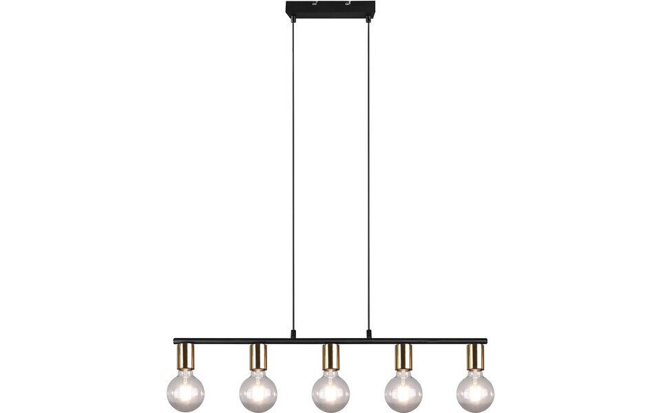 HLW LED Zwarte & Gouden LED Hanglamp Trion Zuncka - 5-lichts E27, Rechthoek