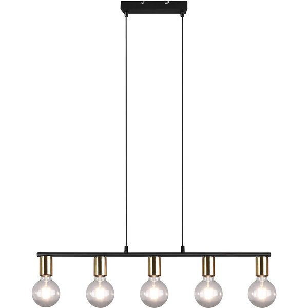 HLW LED Zwarte & Gouden LED Hanglamp Trion Zuncka - 5-lichts E27, Rechthoek HLW LED Zwarte & Gouden LED Hanglamp Trion Zuncka - 5-lichts E27, Rechthoek