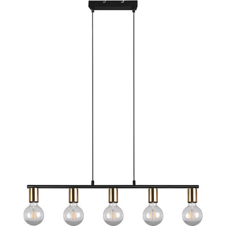 HLW LED Zwarte & Gouden LED Hanglamp Trion Zuncka - 5-lichts E27, Rechthoek HLW LED Zwarte & Gouden LED Hanglamp Trion Zuncka - 5-lichts E27, Rechthoek