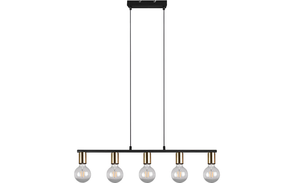 HLW LED Zwarte & Gouden LED Hanglamp Trion Zuncka - 5-lichts E27, Rechthoek