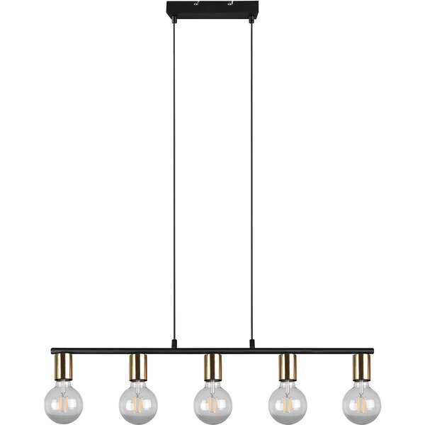 HLW LED Zwarte & Gouden LED Hanglamp Trion Zuncka - 5-lichts E27, Rechthoek HLW LED Zwarte & Gouden LED Hanglamp Trion Zuncka - 5-lichts E27, Rechthoek