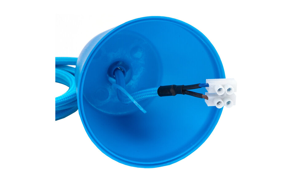 HLW LED Stijlvolle LED Hanglamp Aigi Yuka - Stoffen LED Lamp Rond Mat Blauw, E27 Fitting