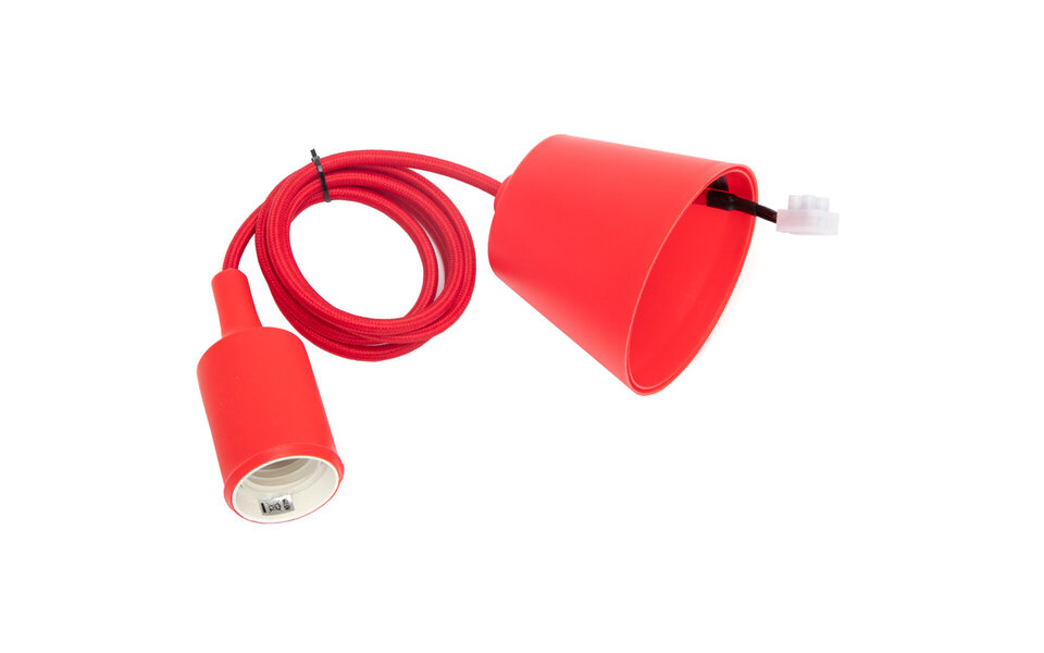 HLW LED Stoffen LED Hanglamp Aigi Yuka - Ronde LED Lamp met E27 Fitting, Mat Rood HLW LED Stoffen LED Hanglamp Aigi Yuka - Ronde LED Lamp met E27 Fitting, Mat Rood