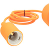 HLW LED Stijlvolle LED Hanglamp Aigi Yuka - Stoffen LED Lamp Mat Oranje, Ronde Vorm, E27 Fitting