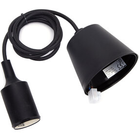 LED Hanglamp Aigi Yuka - Zwarte Stoffen LED Hanglamp Rond