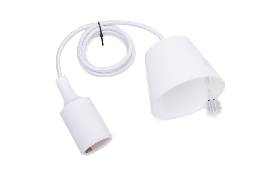 HLW LED Stijlvolle Witte Stoffen LED Hanglamp Aigi Yuka – Ronde LED Lamp met E27 Fitting