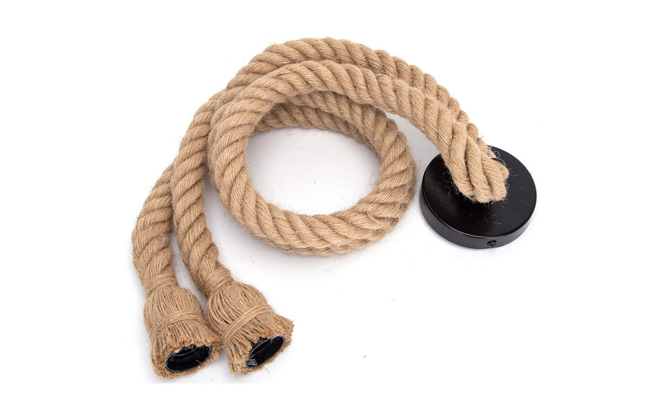 HLW LED Zwarte LED Hanglamp Aigi Nurry Double - Ronde LED Lamp met Touw & E27 Fitting