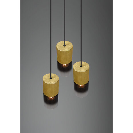 HLW LED Gouden LED Hanglamp Trion Roba - 3-lichts Rond Mat Goud Aluminium, E27 HLW LED Gouden LED Hanglamp Trion Roba - 3-lichts Rond Mat Goud Aluminium, E27