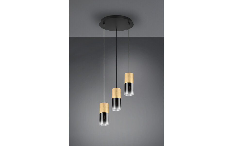 HLW LED Gouden LED Hanglamp Trion Roba - 3-lichts Rond Mat Goud Aluminium, E27