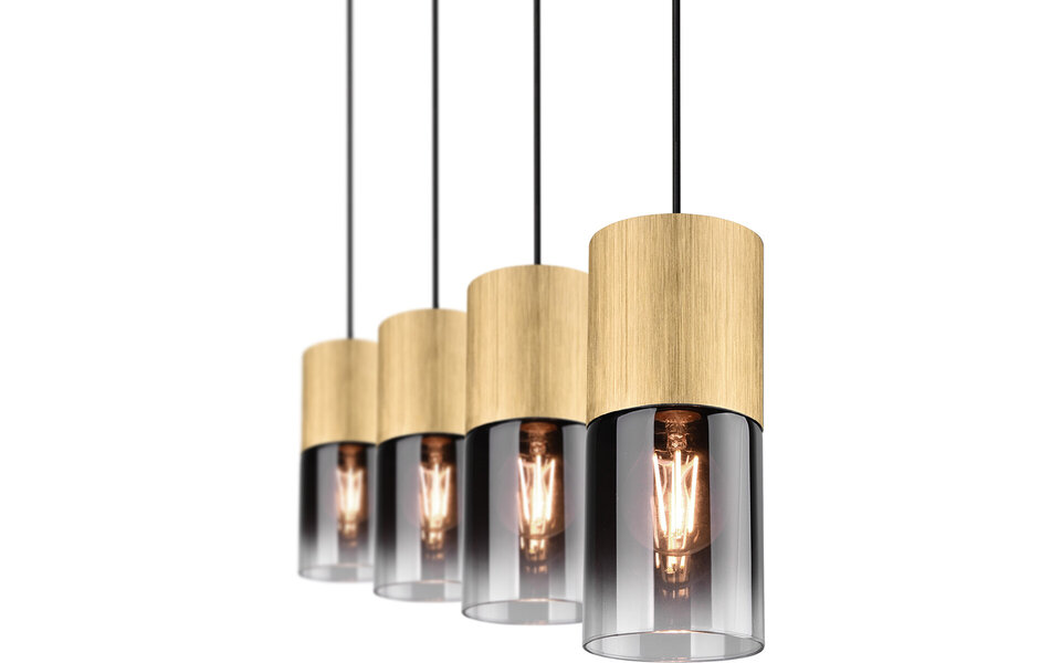 HLW LED Gouden LED Hanglamp Trion Roba - 4-lichts, E27 Fitting, Mat Goud Aluminium