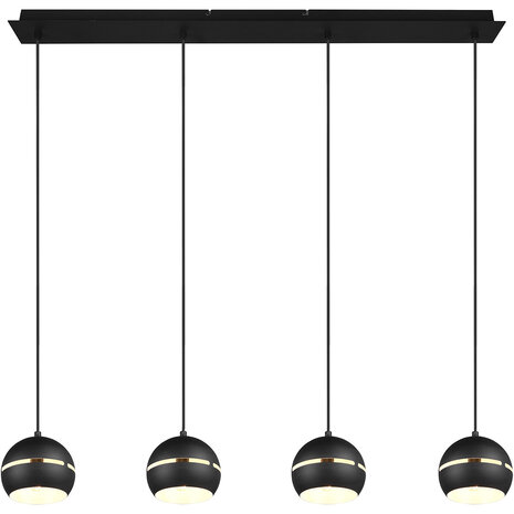 HLW LED Zwarte LED Hanglamp - 4-lichts LED Lamp met E14 Fitting, Mat Zwart HLW LED Zwarte LED Hanglamp - 4-lichts LED Lamp met E14 Fitting, Mat Zwart