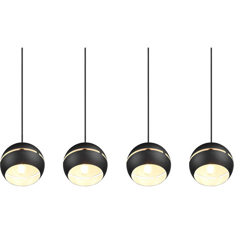 HLW LED Zwarte LED Hanglamp - 4-lichts LED Lamp met E14 Fitting, Mat Zwart HLW LED Zwarte LED Hanglamp - 4-lichts LED Lamp met E14 Fitting, Mat Zwart