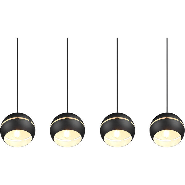 HLW LED Zwarte LED Hanglamp - 4-lichts LED Lamp met E14 Fitting, Mat Zwart HLW LED Zwarte LED Hanglamp - 4-lichts LED Lamp met E14 Fitting, Mat Zwart