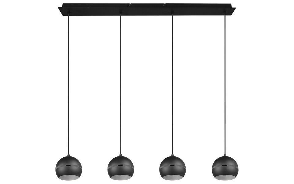 HLW LED Zwarte LED Hanglamp - 4-lichts LED Lamp met E14 Fitting, Mat Zwart