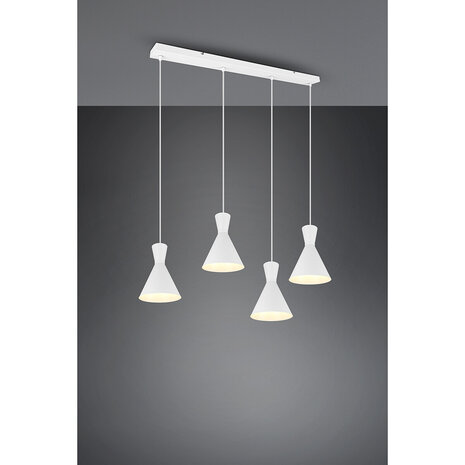 HLW LED LED Hanglamp Trion Ewomi - Witte 4-lichts LED Hanglamp met E27 Fitting