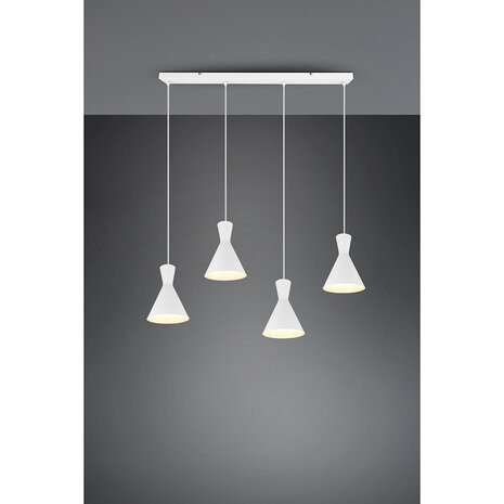 HLW LED LED Hanglamp Trion Ewomi - Witte 4-lichts LED Hanglamp met E27 Fitting