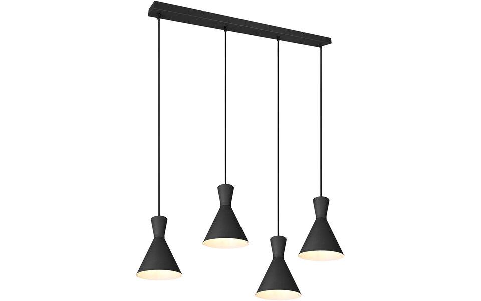 HLW LED Zwarte LED Hanglamp Trion Ewomi - 4-lichts LED lamp met E27 fitting en aluminium