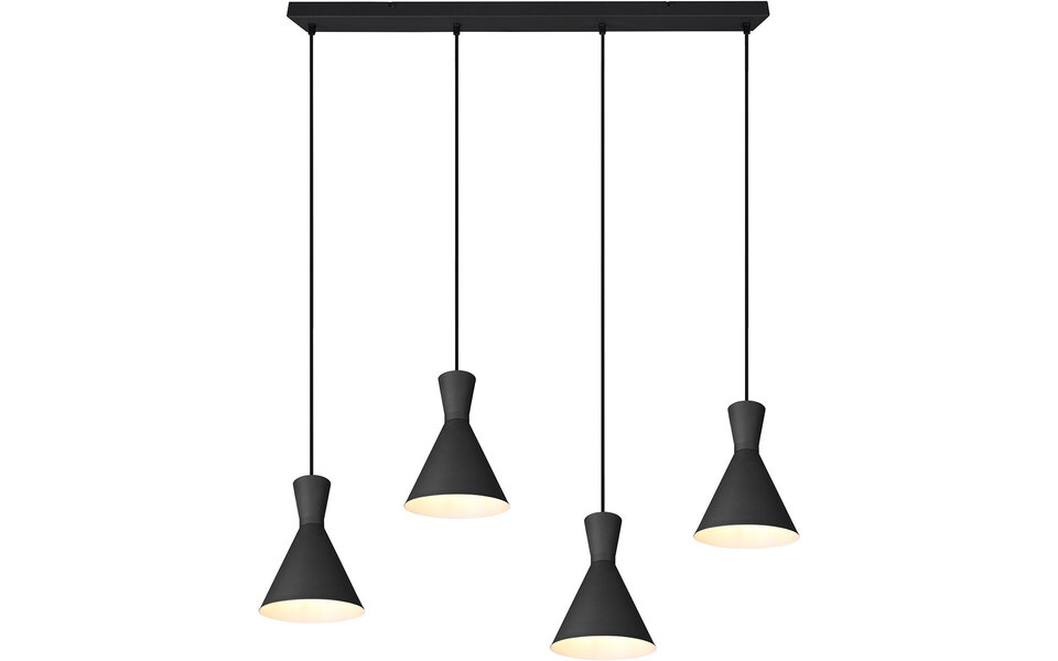 HLW LED Zwarte LED Hanglamp Trion Ewomi - 4-lichts LED lamp met E27 fitting en aluminium