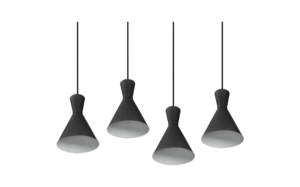 HLW LED Zwarte LED Hanglamp Trion Ewomi - 4-lichts LED lamp met E27 fitting en aluminium