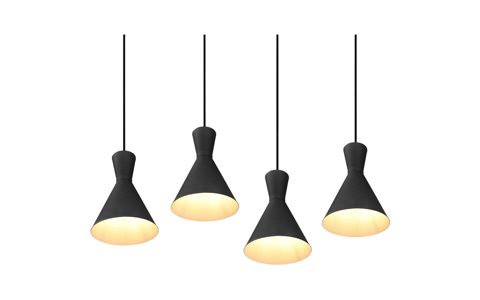 HLW LED Zwarte LED Hanglamp Trion Ewomi - 4-lichts LED lamp met E27 fitting en aluminium